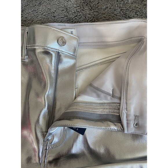 Abercrombie And Fitch High Rise the 90’s Relaxed Leather Pants Silver Glam 4 NWT - Picture 10 of 12